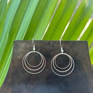 Layered Silver Hoop Drop Earrings for Women